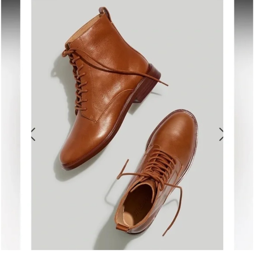 Women's Lace-Up Leather Ankle Boots - Cognac